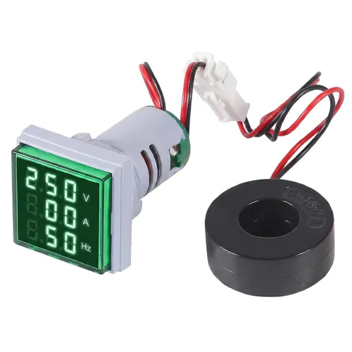Miniatura 10 de Alinan 3 en 1 60-500V 0-100A AC Digital Amperímetro Voltímetro, Pantalla de tubo digital cuadrado de 0.866 in con transformador, Detector de voltaje
