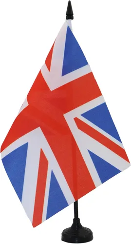 Miniatura 34 de United Kingdon Coat of arms Table Flag 5'' x 8'' - UK - British - England Desk Flag 21 x 14 cm - Black plastic stick and base - AZ FLAG Escudo
