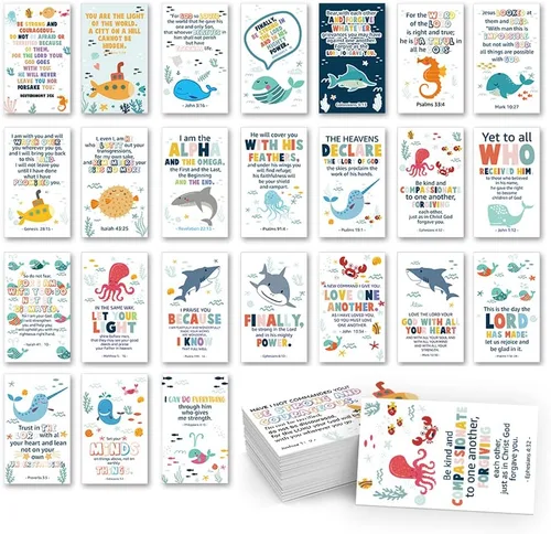 60 tarjetas de versículo bíblico para niños: Escrituras surtidas, tamaño de 2 x 3.5 pulgadas, tarjetas de oración para niños, perfectas para