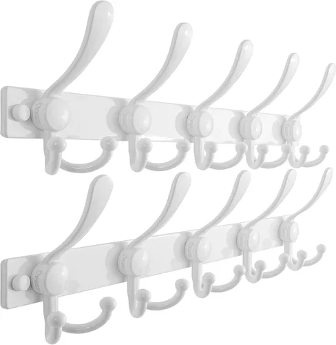 Miniatura 60 de Dseap - Perchero para montaje en pared, base resistente calibre 12 vs Flimsy de 0.039 pulgadas, ganchos sólidos antidesgarros, montaje en perno