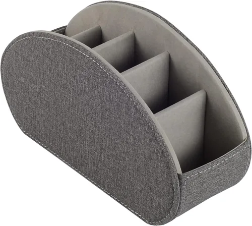 Miniatura 3 de Soporte para control remoto, organizador/caja para control remoto de TV con 5 compartimentos, organizador de mesita de noche para controlador, Gris