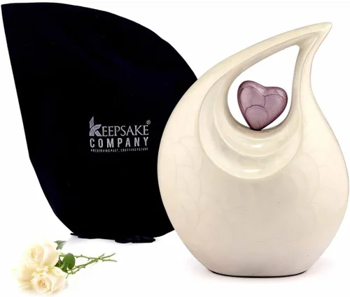 Miniatura 10 de Gran urna de lágrima negra con corazón plateado para cenizas humanas masculinas - Urnas para hombres y mujeres adultos - Urnas de cremación