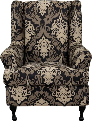Miniatura 31 de NILUOH Funda para silla Wingback, 2 piezas, fundas elásticas de elastano para silla con respaldo de ala, funda lavable para sillones con respaldo