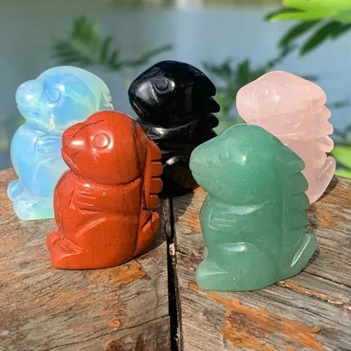 Miniatura 5 de YGLINE Figuras de dinosaurio para bebé, piedras de cristal, piedras preciosas talladas a mano, estatua de cristal curativo, tallas de animales
