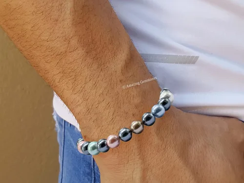 Miniatura 516 de Amazing Gemstone Pulsera de cristal para mujeres y hombres, pulsera de cristal curativo de protección, pulsera elástica con cuentas de piedras