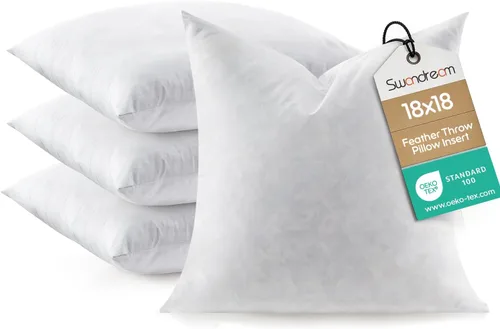 Miniatura 17 de Juego de 2 rellenos de almohada lumbar de plumas de 12 x 20 pulgadas, relleno de almohada decorativa para fundas, ajuste más completo con soporte