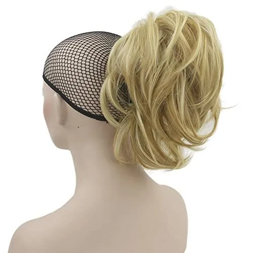 Miniatura 8 de IMISSU Extensiones de cabello sintético rizado y flexible para cola de caballo (rubio 613)