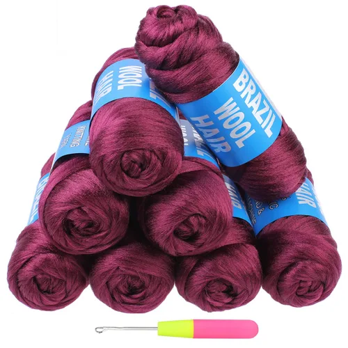 Miniatura 19 de COOKOO 2 rollos de hilo de lana brasileña color negro natural para cabello trenzado de ganchillo, trenzas, torsión, urdimbres, torsión senegalesa