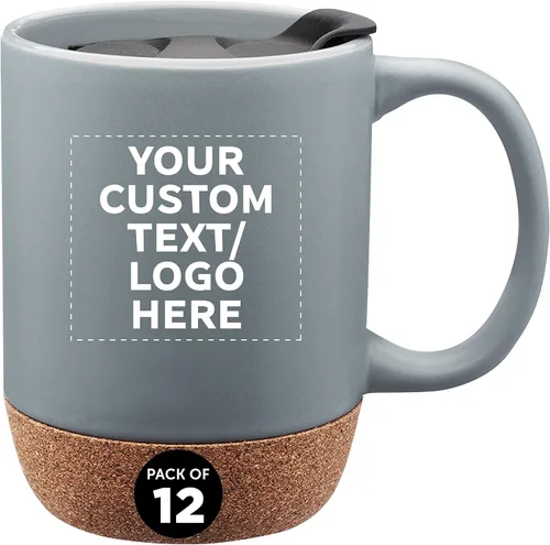 Miniatura 7 de Tazas de cerámica personalizadas Barista con fondo de corcho, 13 onzas, juego de 12/36/72, paquete personalizado a granel, perfecto para café, té