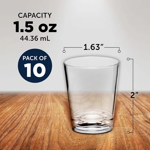 Miniatura 5 de DISCOUNT PROMOS Vasos de chupito de plástico translúcido de 1.5 onzas, juego de 10, paquete a granel, acrílico, ideal para bodas, fiestas