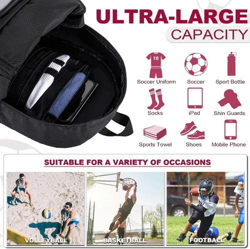 Miniatura 6 de Himal Outdoors - Bolsa de fútbol-mochila para fútbol, mochila para fútbol, voleibol y balonmano, bolsa deportiva con taco separado