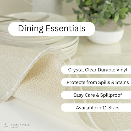 Miniatura 3 de Benson Mills - Mantel de plástico transparente resistente, 100% impermeable y a prueba de derrames de aceite, de PVC de vinilo, cuadrado, para mesas
