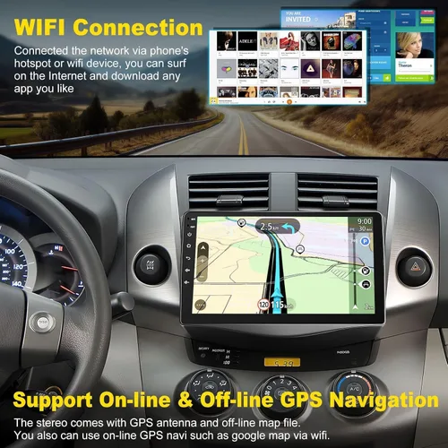 Miniatura 4 de Radio estéreo de coche 4G+64G para Toyota RAV4 2007-2012, Carplay inalámbrico y Android Auto con Android 13 compatible con Bluetooth/Control