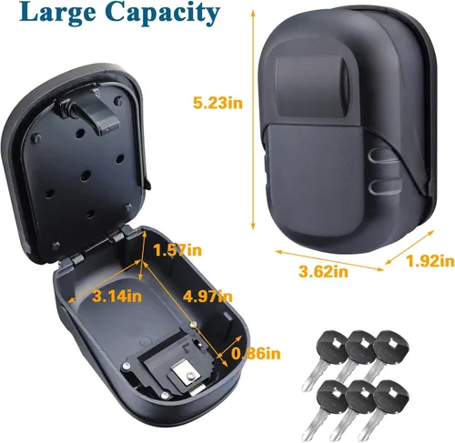 Miniatura 2 de BenRich Caja de seguridad para llaves, montaje en pared, impermeable, combinación con código 4-digital reiniciable para el hogar, familia, agentes