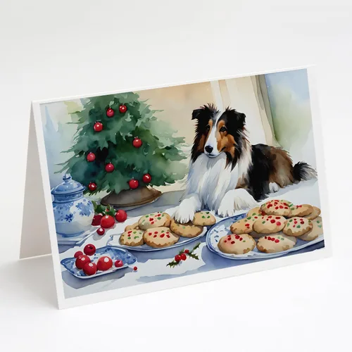 Miniatura 108 de Caroline's Treasures DAC3884GCA7P Paquete de 8 tarjetas en blanco de Navidad con galletas de husky siberiano Tarjetas de felicitación con sobres