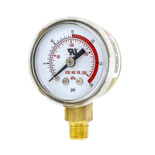 PIC Gauges 501D-UNO-158C-C 0-30 PSI, UL reconocido, No usar medidor de presión de aceite, 1 1/2 dial, 1/8 macho NPT, Montaje inferior, Escala doble,