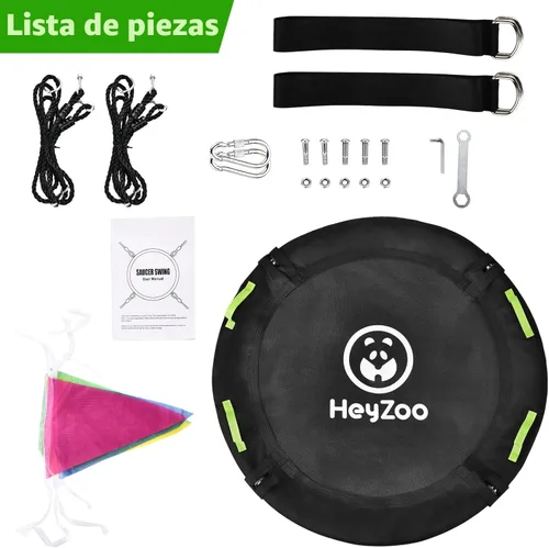 Miniatura 6 de HeyZoo Columpio de Árbol de 48 Pulgadas, Columpio Volador Tipo Platillo Más Grande para Toda la Familia, Capacidad de Peso de 900 Libras
