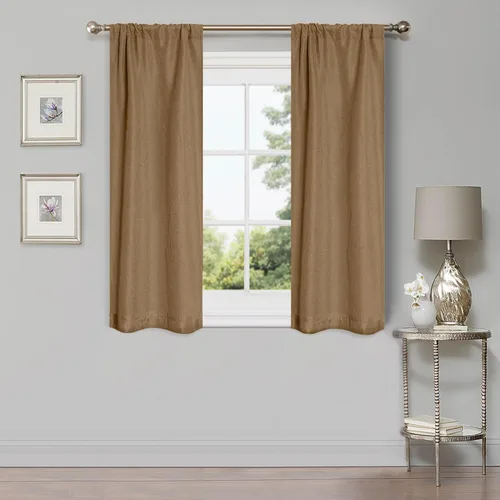 Miniatura 31 de Superior Juego de 2 cortinas opacas con textura de lino, par de paneles con aislamiento térmico con cabecera superior con ojales, cortinas clásicas