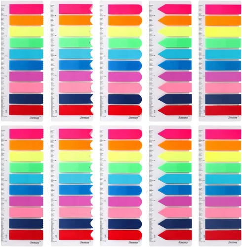 2000 marcadores de página de neón, 10 colores brillantes y 5 formas, banderas translúcidas para escribir, pestañas de índice para libros, cuadernos,