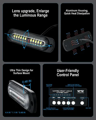 Miniatura 6 de LUMENIX Barra de luces estroboscópicas de techo con panel de control y 8 luces estroboscópicas intermitentes de montaje en superficie de rejilla