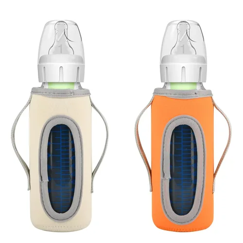 Miniatura 9 de Beautyflier Fundas de vidrio para biberones de bebé para biberones estrechos naturales del Dr. Brown's de 8 onzas con doble asa, 0.130 in de grosor