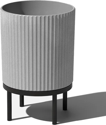 Miniatura 73 de Veradek Demi Series - Maceta redonda con soporte para porche o patio, compuesto de piedra de plástico duradero y soporte de madera, decoración