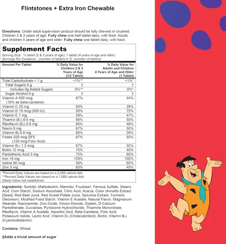 Miniatura 8 de Flintstones Vitamins Multivitamínico masticable para niños con + plancha extra para niños pequeños y niños con vitamina C, D, vitamina B12, 160