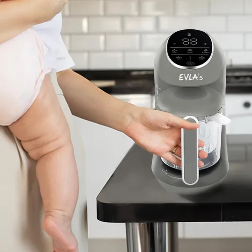 Miniatura 3 de Taza y cuchilla de repuesto con cesta de vapor para máquina de alimentos EVLA'S Baby - Gris