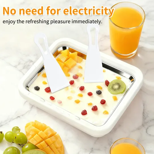 Miniatura 5 de Máquina de helados enrollados con 2 raspadores de acero inoxidable de grado alimenticio para yogur congelado/granizado regalo de cumpleaños, hecho