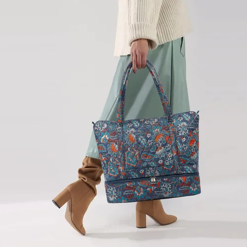 Miniatura 2 de Bolsa de fin de semana para mujer, bolsa de viaje con compartimento para zapatos, Gris Naranja