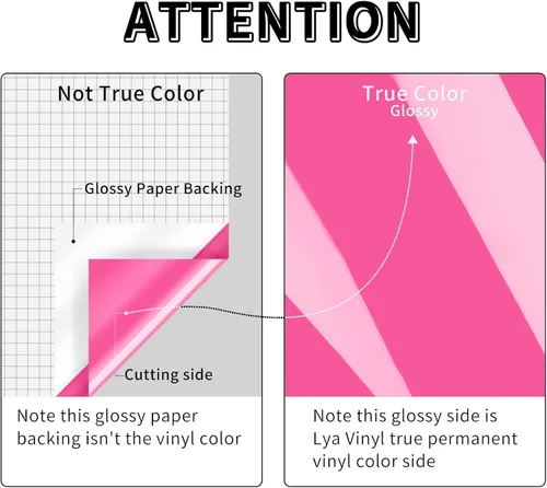 Miniatura 3 de Lya Vinyl Paquete de 12 vinilos permanentes de color rosa intenso brillante, hojas de vinilo autoadhesivas de 12 x 12 pulgadas para calcomanías