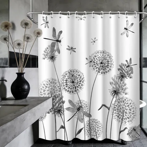 Miniatura 74 de Cortina de ducha floral para primavera y verano, flores silvestres, flores y mariposas, decoración de baño, tela impermeable con ganchos, 70