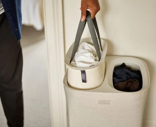 Miniatura 3 de Joseph Joseph Tota - Cesta separadora de ropa sucia de 60 litros/15.8 galones con tapa, 2 bolsas de lavado extraíbles con asas, color crudo