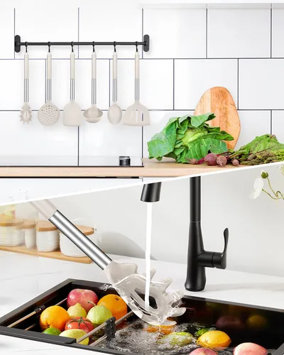 Miniatura 5 de Juego de utensilios de cocina de silicona, 8 piezas de utensilios antiadherentes con mango de acero inoxidable, herramientas de cocina resistentes