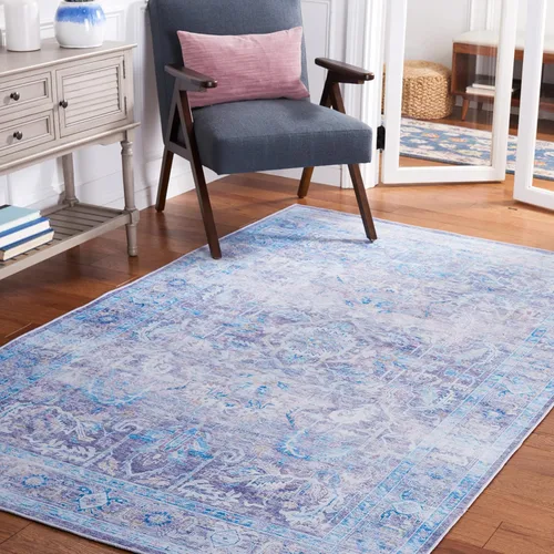 Miniatura 11 de SAFAVIEH Alfombra lavable Tucson Collection - 2'6" x 4', morado y azul, antideslizante y fácil de limpiar, ideal para sala de estar, dormitorio