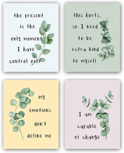 TANXM Póster motivacional de terapia de ansiedad, pósteres de salud mental, juego de arte de declaraciones de aceptación radical, decoración de