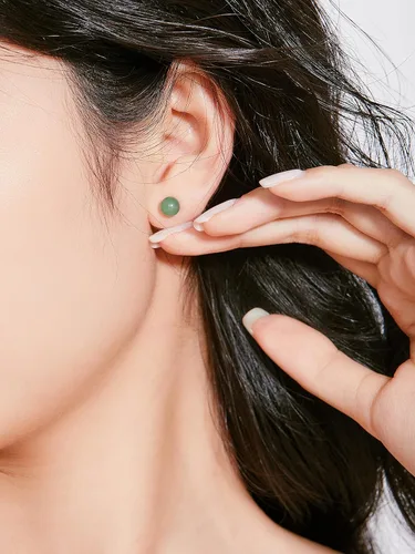 Miniatura 30 de Aretes de jade para mujer, hipoalergénicos, hechos a mano, joyería de jade verde real para mujeres y hombres, regalo para aniversario, graduación