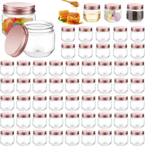 Miniatura 10 de Tanlade 60 tarros de plástico transparente de 3 onzas con tapas de boca ancha, mini recipientes de almacenamiento a granel para hierbas, gelatina