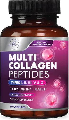 Miniatura 10 de Péptidos de colágeno múltiple – Colágeno hidrolizado tipos I, II, III, V, X – El mejor soporte para el cabello, la piel, las uñas