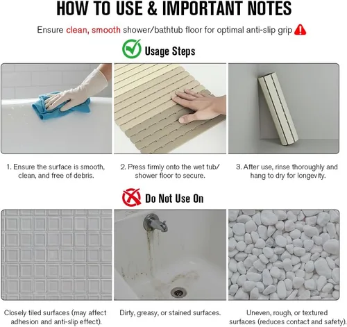 Miniatura 7 de MBOSS Tapete de ducha antideslizante para bañera, tapete de baño para ducha, tapete de baño para ducha, tapete de ducha antideslizante con orificio