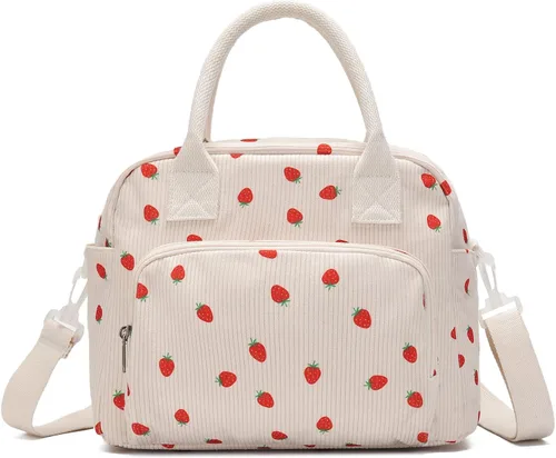 Miniatura 9 de Lunch Bag for Women Girls, Cute Insulated Reusable Lunch Box Leakproof Lunch Boxes Portable Lunch Tote Bag Cooler Bag Fresa