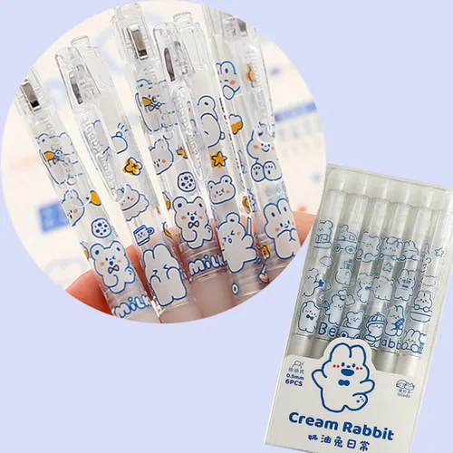 BXCNCKD Lindo bolígrafo Kawaii conejo dibujos animados pluma 0.020 in pluma parcial pluma suministros escolares hermosa pluma Kawaii (estilo 1,0.5