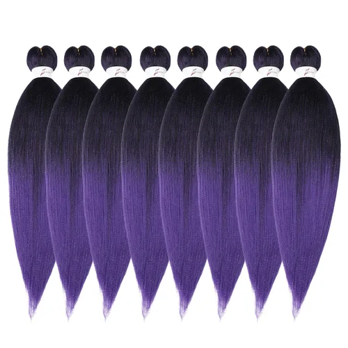 Miniatura 25 de Cabello trenzado preestirado de 24 pulgadas, 8 paquetes de extensiones de cabello sintético de fácil trenzado sintético profesional suave textura #1B
