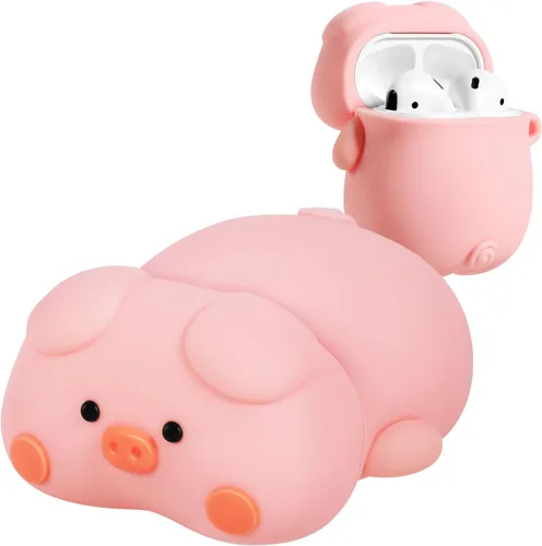 Miniatura 13 de Funda para AirPods 4 con llavero – Elegante a la moda para mujeres y niñas, de silicona 3D, diseño de perro kawaii femenino femenino único divertido