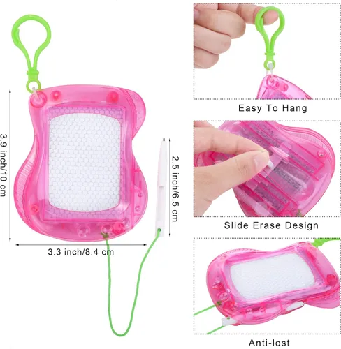 Miniatura 2 de Elcoho Juego de 18 piezas de mini tablero de dibujo, llaveros magnéticos para garabatear, con bolígrafo, juguetes borrables, bloc de dibujo