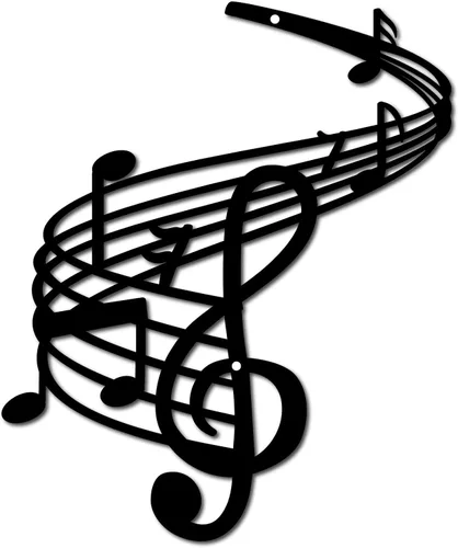 Miniatura 12 de CREATCABIN Notas musicales de metal para decoración de pared, letreros de pared negros para colgar en hierro, escultura de adorno de metal