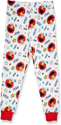 Miniatura 3 de Sesame Street Elmo - Conjunto de pijama de 2 piezas, con pantuflas Elmo a juego, 100% algodón, color rojo, Rojo