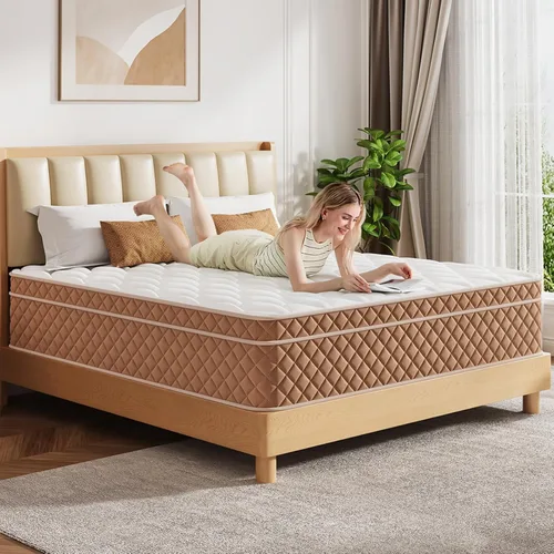 Miniatura 13 de Colchón híbrido de espuma viscoelástica de 12 pulgadas, resortes individuales para alivio de presión, comodidad firme media, certificado
