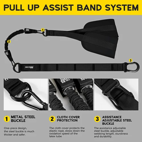 Miniatura 7 de HOXWC Bandas de Asistencia para Flexiones, Banda de Resistencia Ajustable de Alta Resistencia para Flexiones, 3 Bandas de Flexiones, Tejido Cómodo