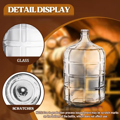 Miniatura 3 de Ziliny 2 Piezas Garrafón de Vidrio de 3 Galones con Tapones de Silicona Perforados y No Perforados y Jarra Fermentadora con Esclusa de Aire, Jarra